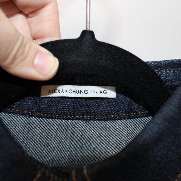 ALEXA CHUNG for AG DENIM Pixie Denim Shirt Dress Stretch Dark Denim Snap XS - Picture 4 of 16